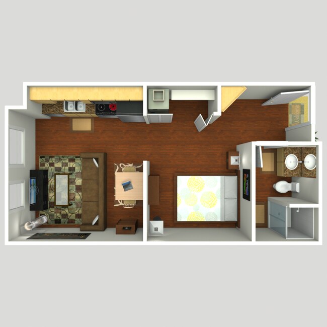 1 Bed 1 Bath - 452 sqft 203 floor plan
